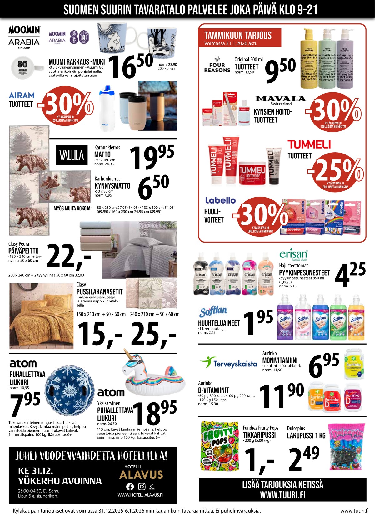 Katso ketjun Keskinen tarjouslehti viikolta 1 sivustolla Viikkotarjoukset.fi. Löydät monia hyviä tarjouksia erilaisista tuotteista. Lue tarjouslehti täältä! Sivu 2