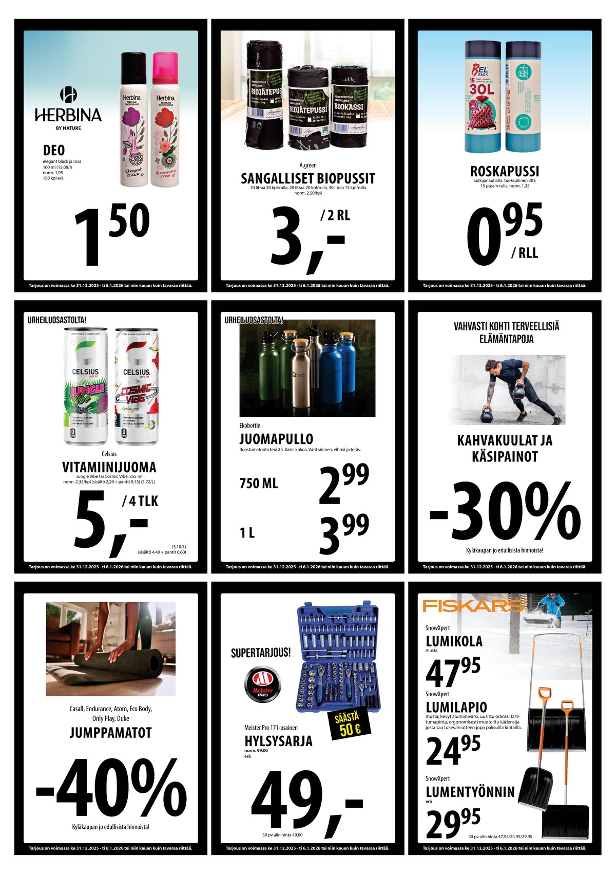 Katso ketjun Keskinen tarjouslehti viikolta 1 sivustolla Viikkotarjoukset.fi. Löydät monia hyviä tarjouksia erilaisista tuotteista. Lue tarjouslehti täältä! Sivu 15