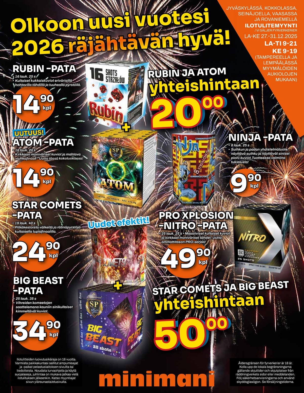 Katso ketjun Minimani tarjouslehti viikolta 1 sivustolla Viikkotarjoukset.fi. Löydät monia hyviä tarjouksia erilaisista tuotteista. Lue tarjouslehti täältä! Sivu 2