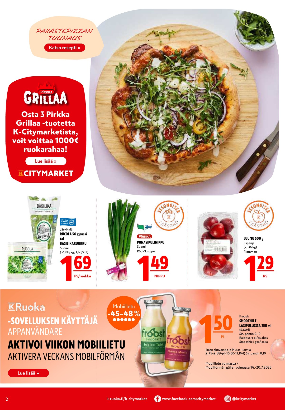 Katso ketjun K-Citymarket tarjouslehti viikolta 29 sivustolla Viikkotarjoukset.fi. Löydät monia hyviä tarjouksia erilaisista tuotteista, esimerkiksi %product1% tai muista tuotteista. Lue tarjouslehti täältä! Sivu 2