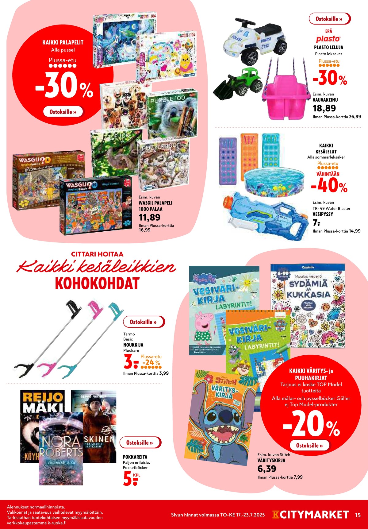 Katso ketjun K-Citymarket tarjouslehti viikolta 29 sivustolla Viikkotarjoukset.fi. Löydät monia hyviä tarjouksia erilaisista tuotteista, esimerkiksi %product1% tai muista tuotteista. Lue tarjouslehti täältä! Sivu 15