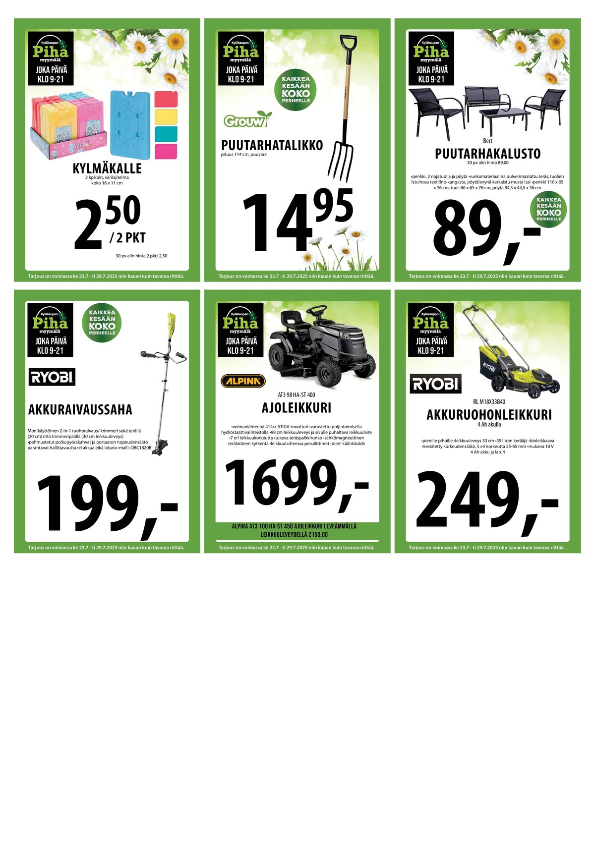 Katso ketjun Keskinen tarjouslehti viikolta 30 sivustolla Viikkotarjoukset.fi. Löydät monia hyviä tarjouksia erilaisista tuotteista. Lue tarjouslehti täältä! Sivu 29