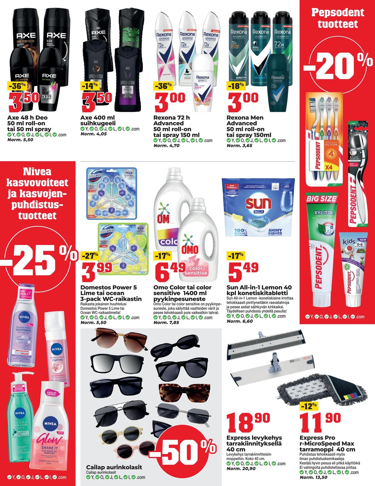 Katso ketjun Kärkkäinen tarjouslehti viikolta 31 sivustolla Viikkotarjoukset.fi. Löydät monia hyviä tarjouksia erilaisista tuotteista, esimerkiksi deodorant roll-on axe tai deodorant spray axe. Lue tarjouslehti täältä! Sivu 14
