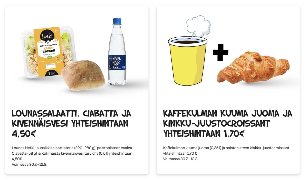 Katso ketjun Alepa tarjouslehti viikolta 31 sivustolla Viikkotarjoukset.fi. Löydät monia hyviä tarjouksia erilaisista tuotteista, esimerkiksi croissant ei määritelty tai valmissalaatit hetki. Lue tarjouslehti täältä! Sivu 1