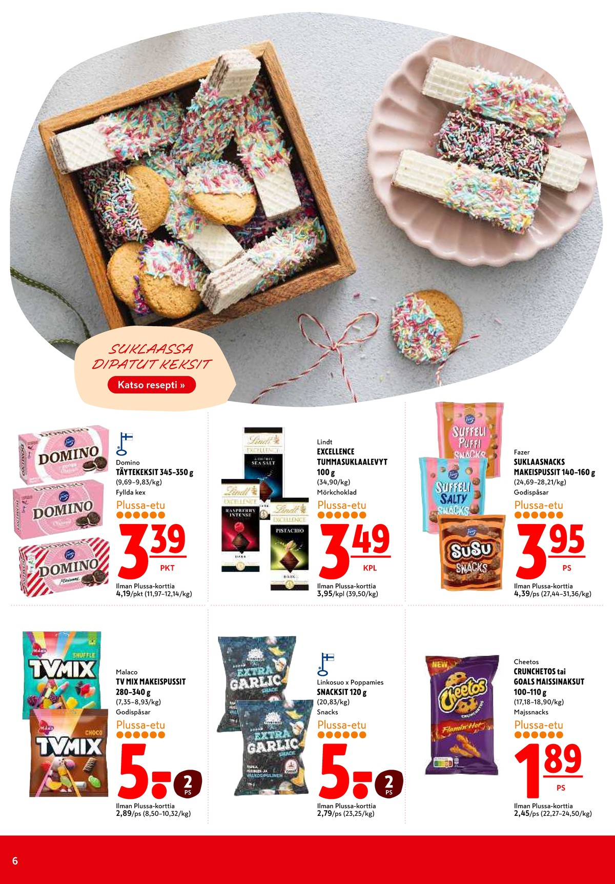 Katso ketjun K-Citymarket tarjouslehti viikolta 31 sivustolla Viikkotarjoukset.fi. Löydät monia hyviä tarjouksia erilaisista tuotteista, esimerkiksi keksit domino tai suklaapussit suffeli. Lue tarjouslehti täältä! Sivu 6
