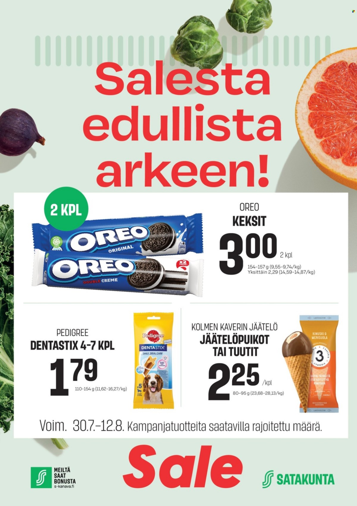 Katso ketjun Sale tarjouslehti viikolta 32 sivustolla Viikkotarjoukset.fi. Löydät monia hyviä tarjouksia erilaisista tuotteista, esimerkiksi suklaakeksit oreo tai jäätelöpuikot kolmen kaverin. Lue tarjouslehti täältä! Sivu 1