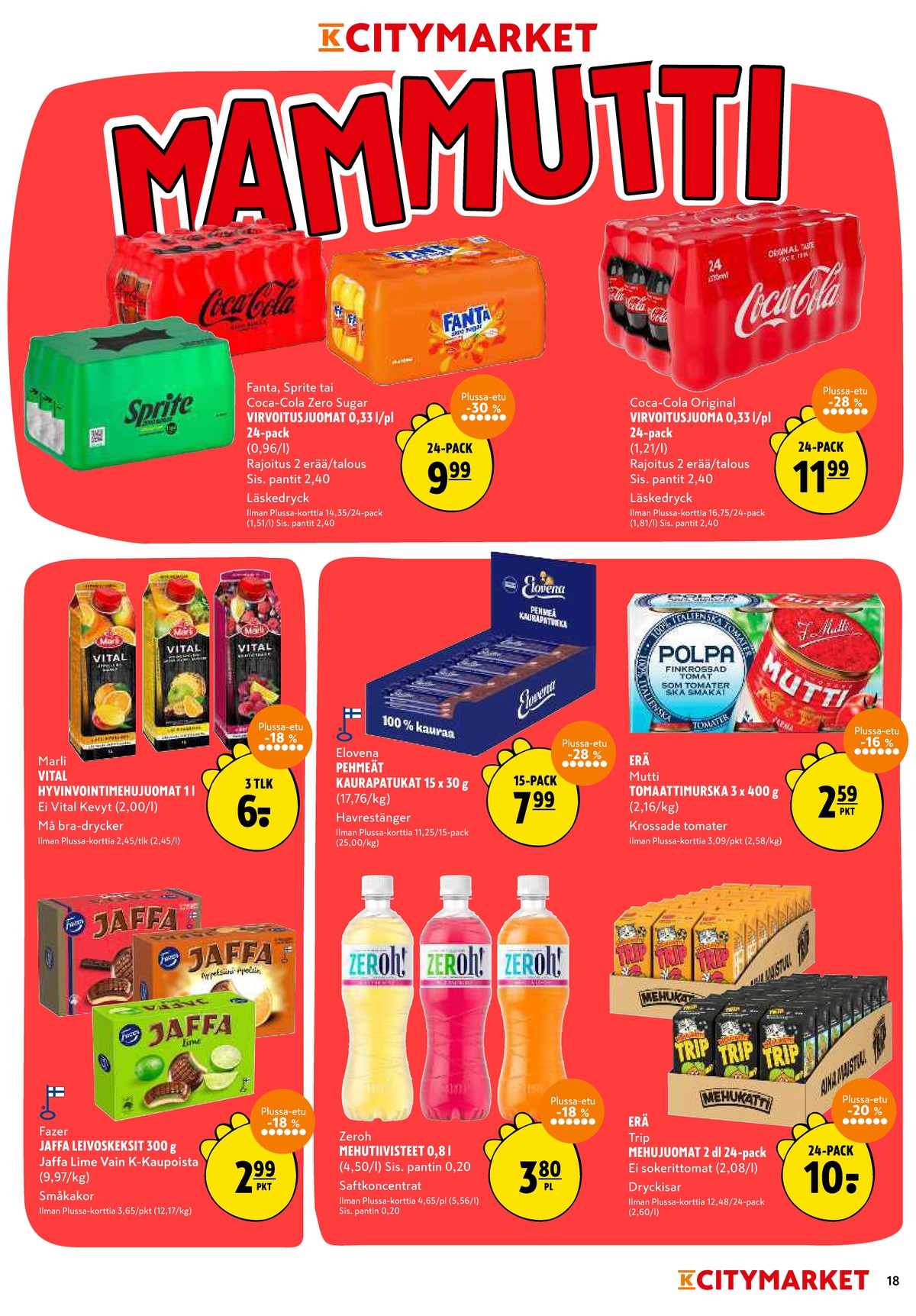 Katso ketjun K-Citymarket tarjouslehti viikolta 32 sivustolla Viikkotarjoukset.fi. Löydät monia hyviä tarjouksia erilaisista tuotteista. Lue tarjouslehti täältä! Sivu 18