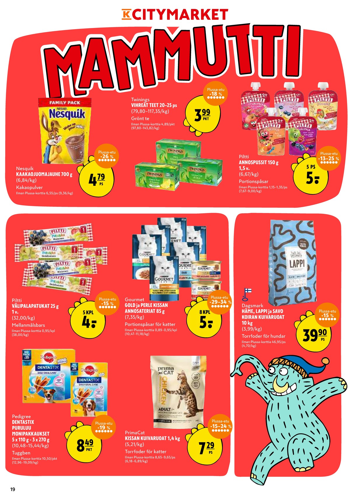 Katso ketjun K-Citymarket tarjouslehti viikolta 32 sivustolla Viikkotarjoukset.fi. Löydät monia hyviä tarjouksia erilaisista tuotteista. Lue tarjouslehti täältä! Sivu 19