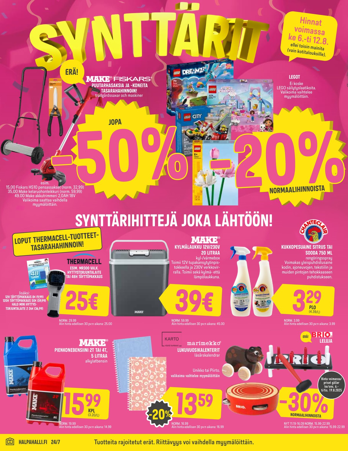 Katso ketjun Halpa Halli tarjouslehti viikolta 32 sivustolla Viikkotarjoukset.fi. Löydät monia hyviä tarjouksia erilaisista tuotteista. Lue tarjouslehti täältä! Sivu 10