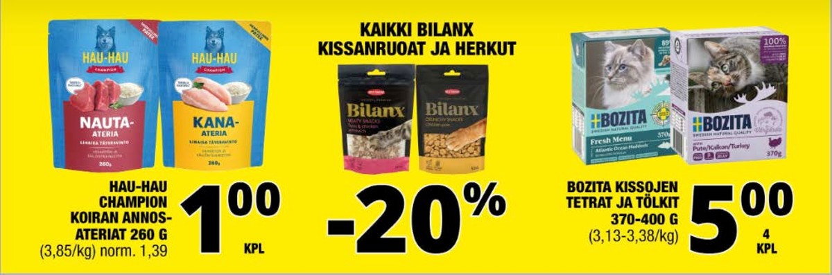Katso ketjun Säästömarket tarjouslehti viikolta 33 sivustolla Viikkotarjoukset.fi. Löydät monia hyviä tarjouksia erilaisista tuotteista, esimerkiksi koiran ruoka hau hau champion tai kissan ruoka bilanx. Lue tarjouslehti täältä! Sivu 2
