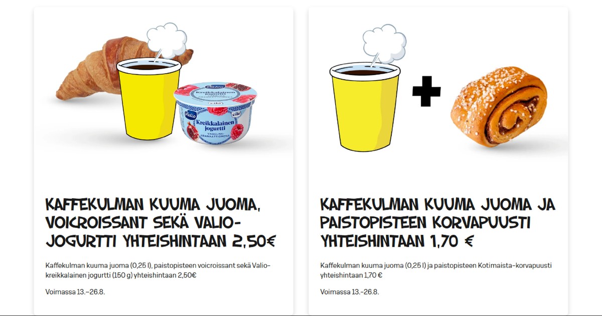 Katso ketjun Alepa tarjouslehti viikolta 34 sivustolla Viikkotarjoukset.fi. Löydät monia hyviä tarjouksia erilaisista tuotteista, esimerkiksi jogurtit valio eila tai korvapuustit kotimaista. Lue tarjouslehti täältä! Sivu 1