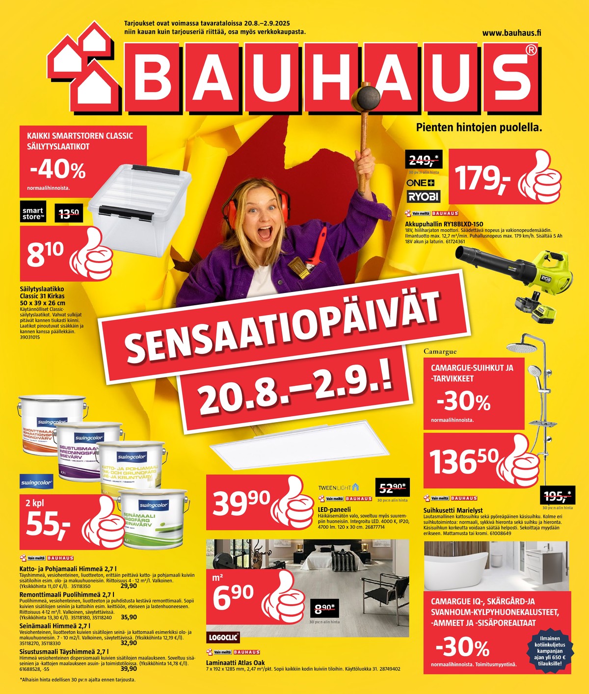 Katso ketjun Bauhaus tarjouslehti viikolta 35 sivustolla Viikkotarjoukset.fi. Löydät monia hyviä tarjouksia erilaisista tuotteista. Lue tarjouslehti täältä! Sivu 1