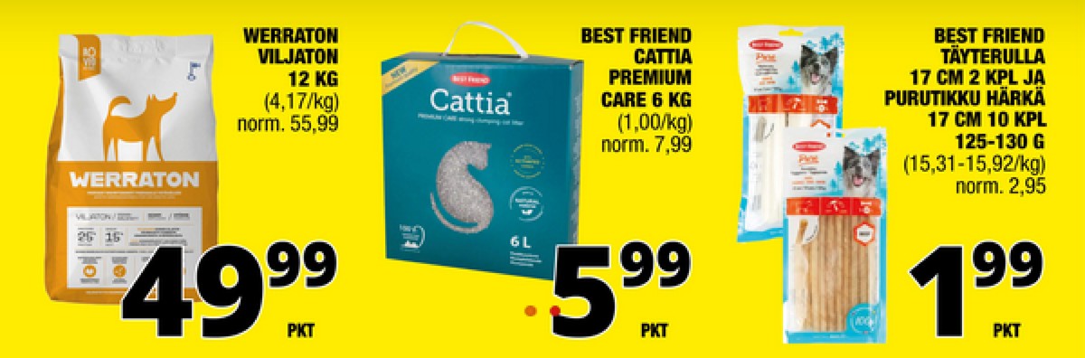 Katso ketjun Säästömarket tarjouslehti viikolta 35 sivustolla Viikkotarjoukset.fi. Löydät monia hyviä tarjouksia erilaisista tuotteista, esimerkiksi koiran ruoka werraton tai kissanhiekka cattia. Lue tarjouslehti täältä! Sivu 2