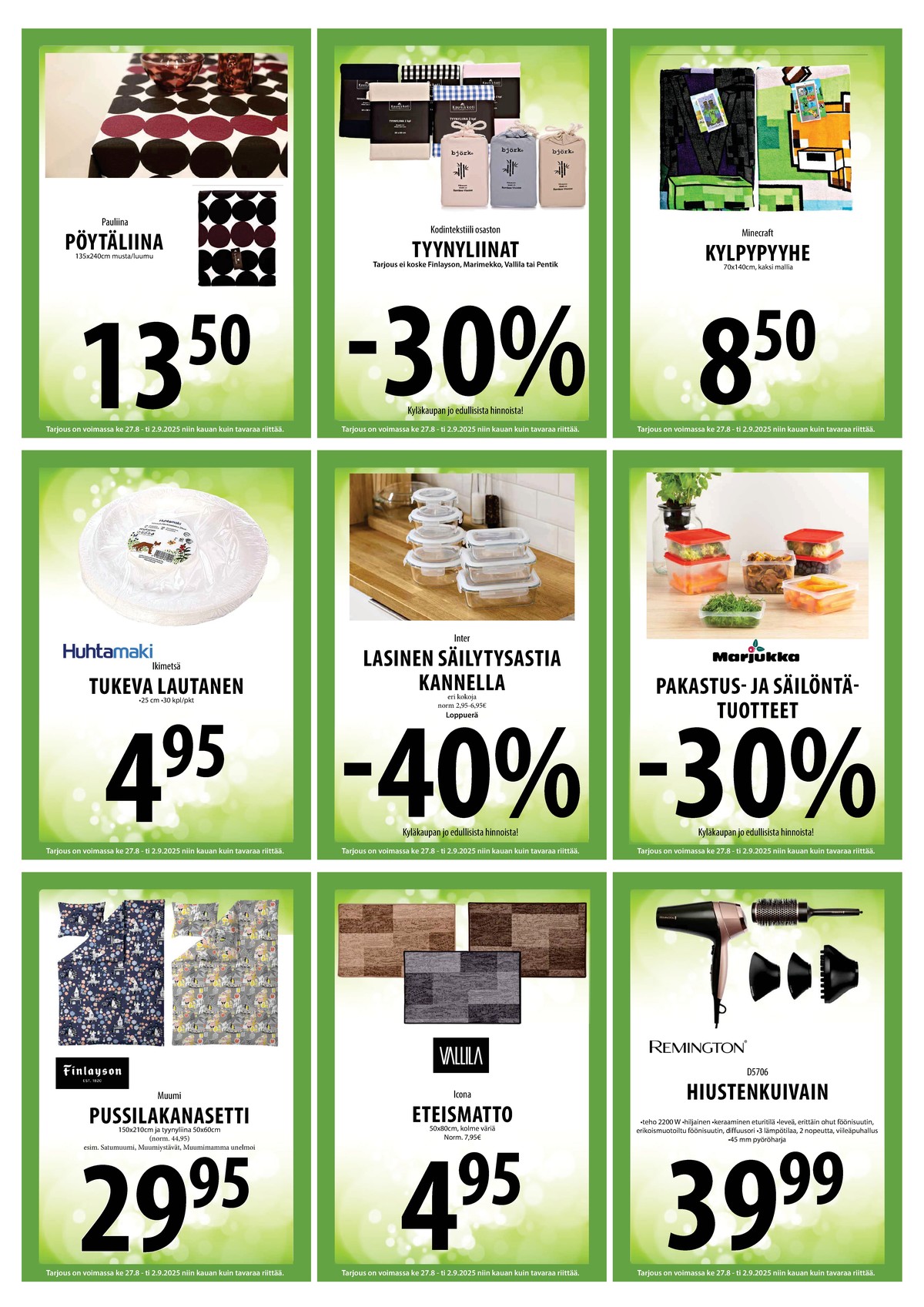 Katso ketjun Keskinen tarjouslehti viikolta 35 sivustolla Viikkotarjoukset.fi. Löydät monia hyviä tarjouksia erilaisista tuotteista. Lue tarjouslehti täältä! Sivu 12