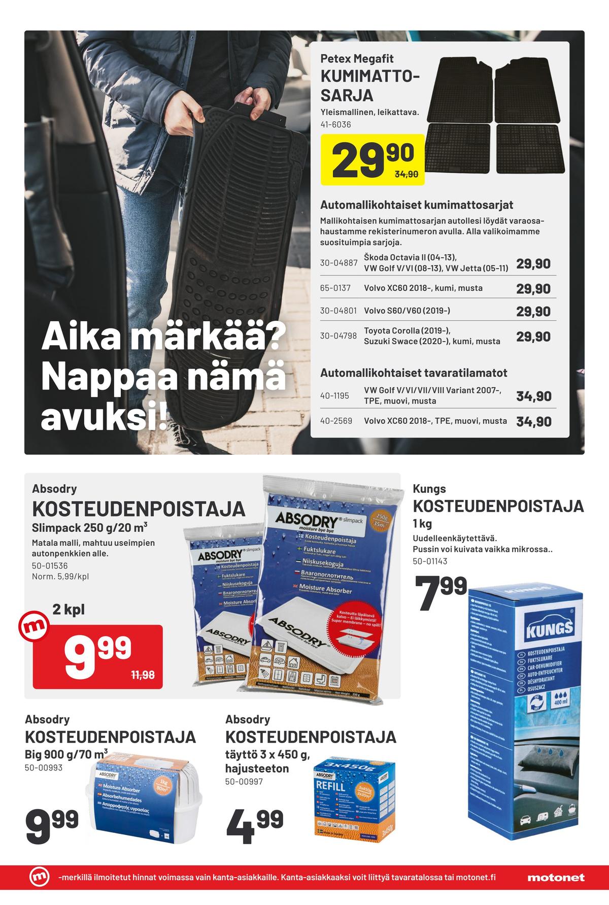 Katso ketjun Motonet tarjouslehti viikolta 36 sivustolla Viikkotarjoukset.fi. Löydät monia hyviä tarjouksia erilaisista tuotteista. Lue tarjouslehti täältä! Sivu 7