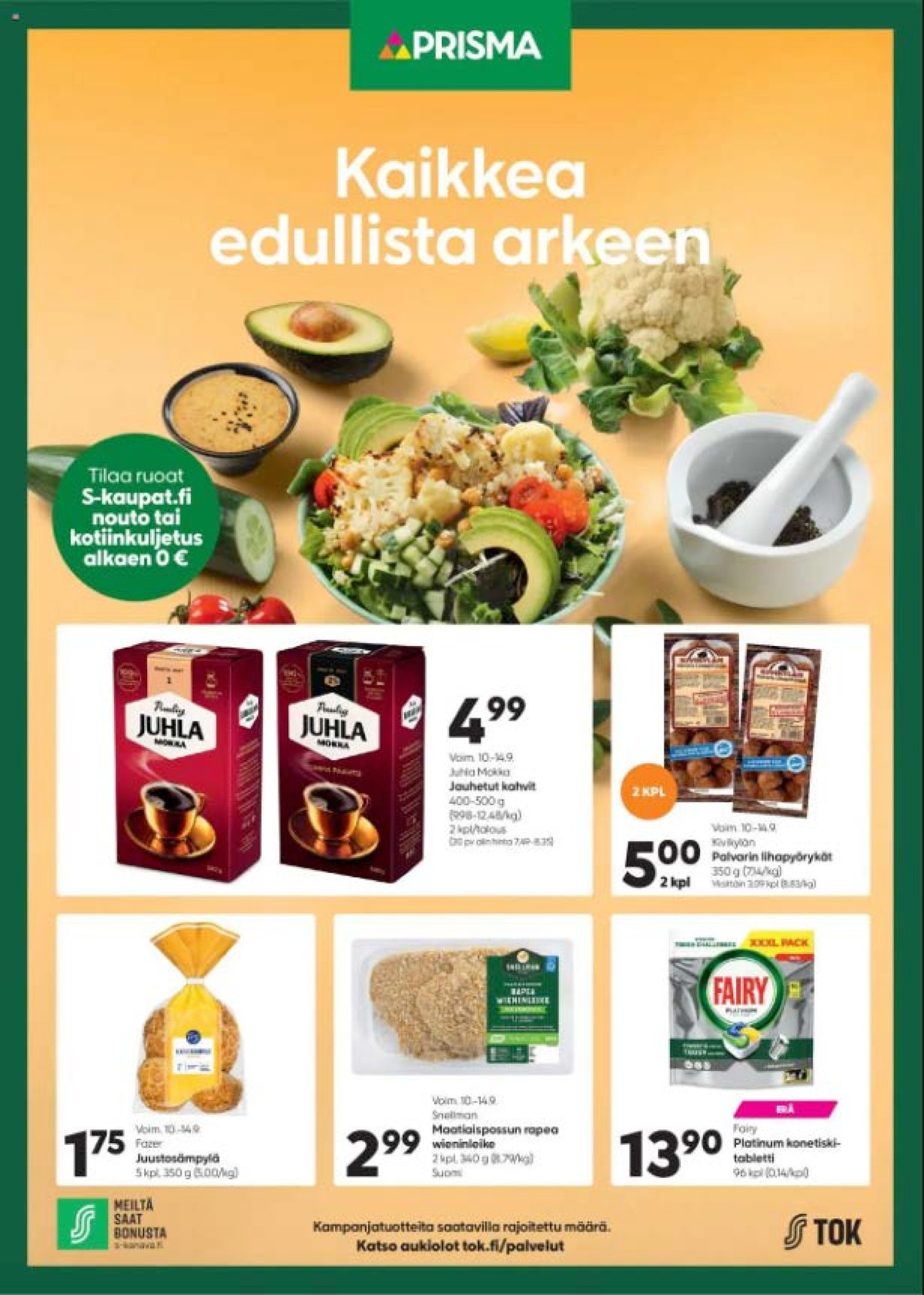 Katso ketjun Prisma tarjouslehti viikolta 37 sivustolla Viikkotarjoukset.fi. Löydät monia hyviä tarjouksia erilaisista tuotteista, esimerkiksi suodatinkahvit juhla mokka tai lihapyörykät kivikylä. Lue tarjouslehti täältä! Sivu 1