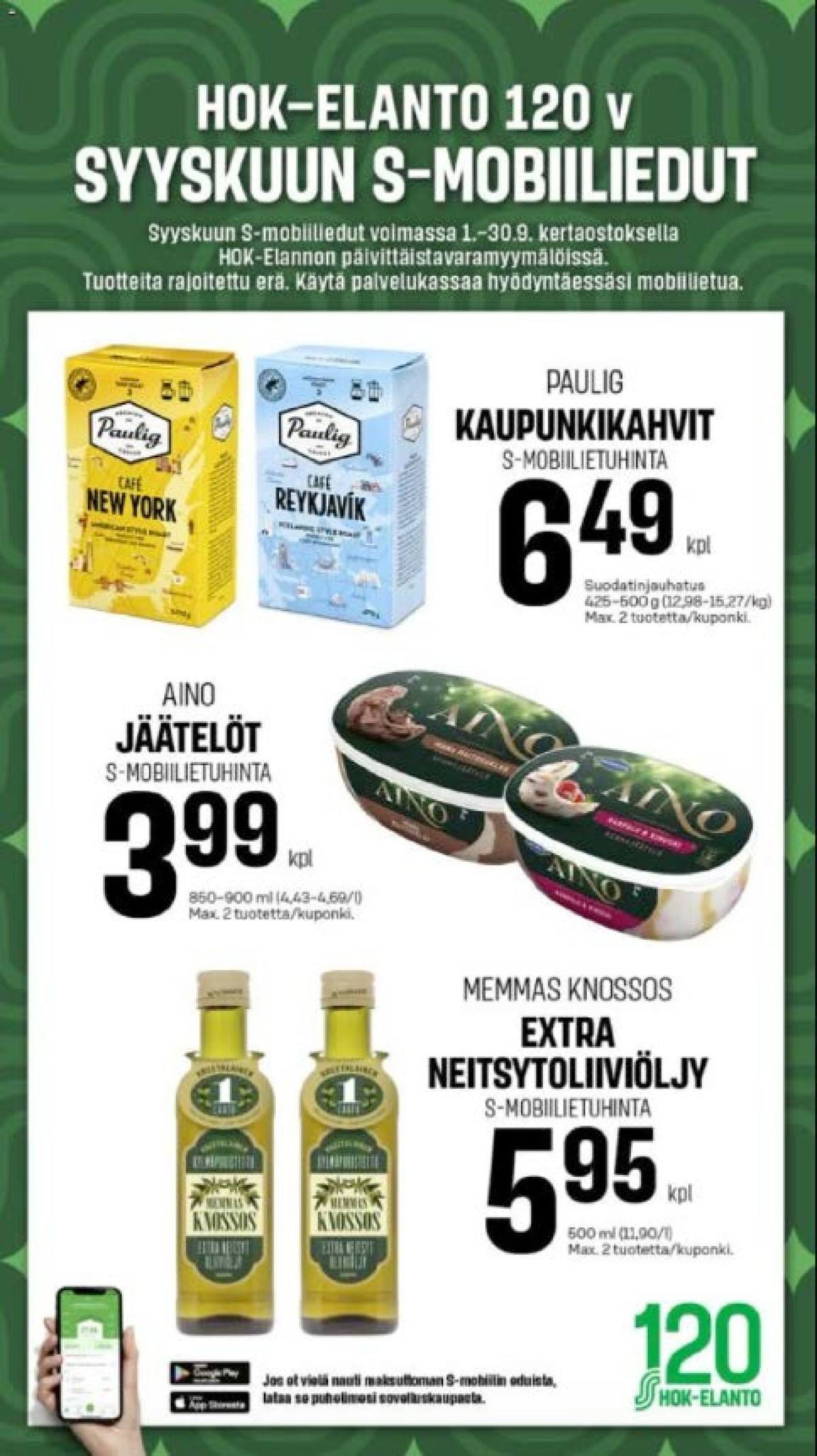 Katso ketjun S-Market tarjouslehti viikolta 38 sivustolla Viikkotarjoukset.fi. Löydät monia hyviä tarjouksia erilaisista tuotteista, esimerkiksi suodatinkahvit paulig city tai jälkiruokajäätelöt aino. Lue tarjouslehti täältä! Sivu 1