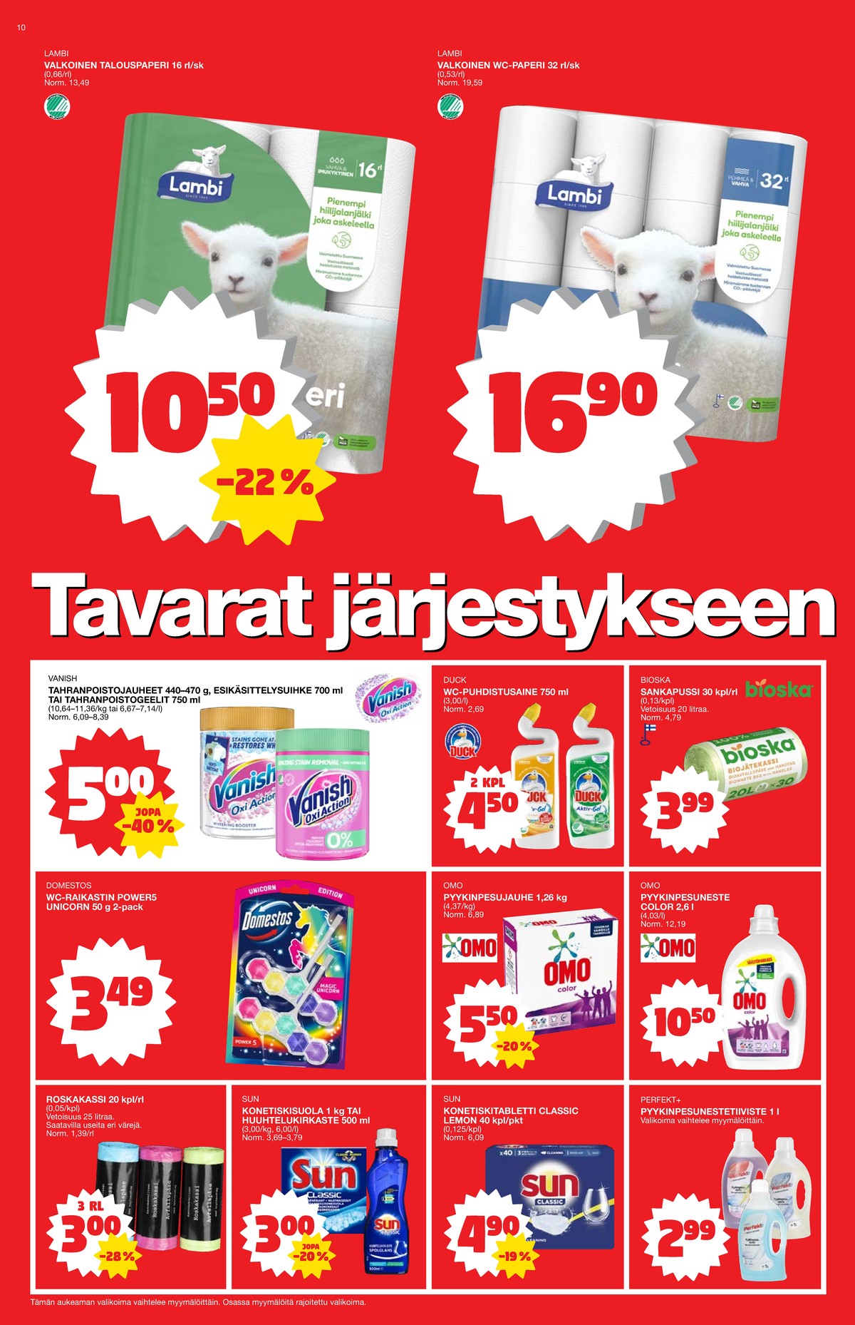 Katso ketjun Tokmanni tarjouslehti viikolta 38 sivustolla Viikkotarjoukset.fi. Löydät monia hyviä tarjouksia erilaisista tuotteista. Lue tarjouslehti täältä! Sivu 10