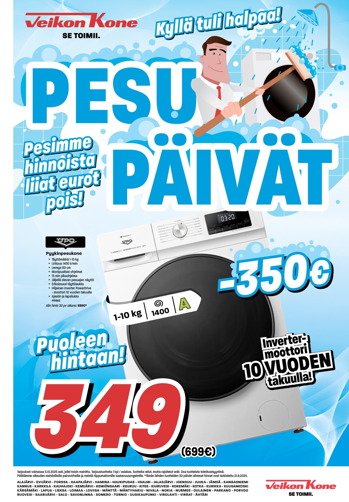 Katso ketjun Veikon Kone tarjouslehti viikolta 39 sivustolla Viikkotarjoukset.fi. Löydät monia hyviä tarjouksia erilaisista tuotteista, esimerkiksi %product1% tai muista tuotteista. Lue tarjouslehti täältä! Sivu 1