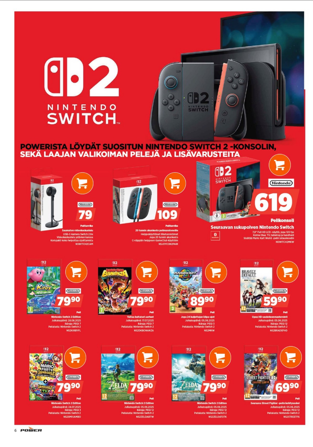 Katso ketjun Power tarjouslehti viikolta 39 sivustolla Viikkotarjoukset.fi. Löydät monia hyviä tarjouksia erilaisista tuotteista, esimerkiksi pelit nintendo switch tai pelit nintendo switch. Lue tarjouslehti täältä! Sivu 6
