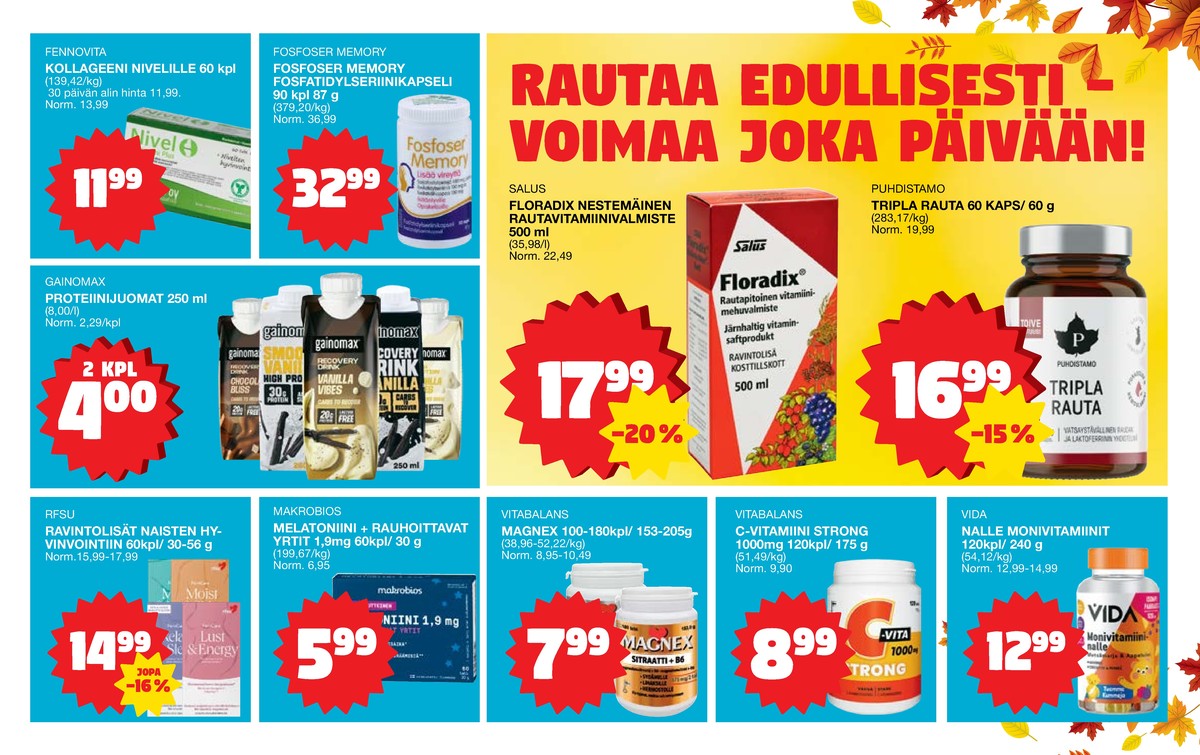 Katso ketjun Tokmanni tarjouslehti viikolta 41 sivustolla Viikkotarjoukset.fi. Löydät monia hyviä tarjouksia erilaisista tuotteista, esimerkiksi vitamiinit c-vita tai lisäravinteet rfsu private area. Lue tarjouslehti täältä! Sivu 3