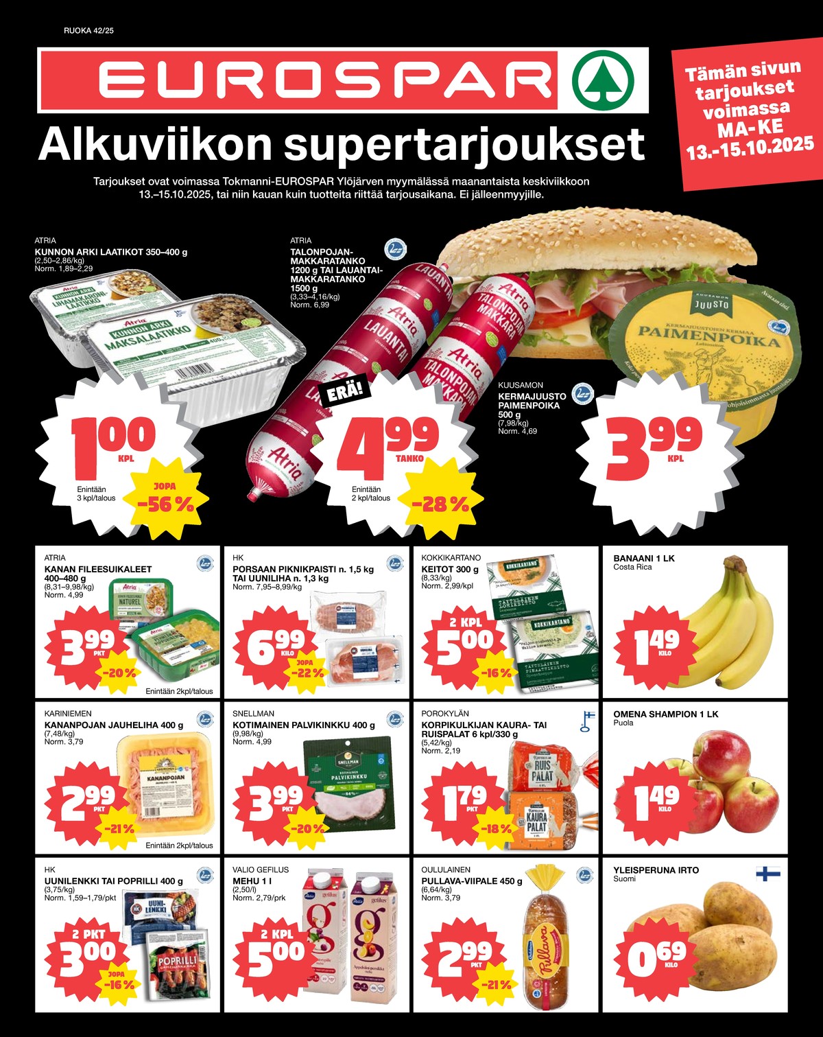 Katso ketjun Tokmanni tarjouslehti viikolta 42 sivustolla Viikkotarjoukset.fi. Löydät monia hyviä tarjouksia erilaisista tuotteista, esimerkiksi palajuustot paimenpoika tai leikkelemakkarat atria. Lue tarjouslehti täältä! Sivu 1
