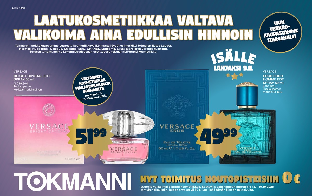 Katso ketjun Tokmanni tarjouslehti viikolta 42 sivustolla Viikkotarjoukset.fi. Löydät monia hyviä tarjouksia erilaisista tuotteista. Lue tarjouslehti täältä! Sivu 1