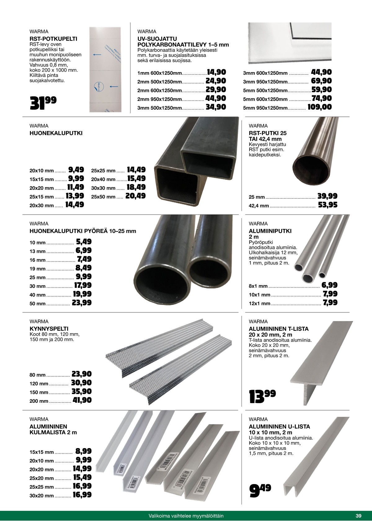 Katso ketjun Tokmanni tarjouslehti viikolta 42 sivustolla Viikkotarjoukset.fi. Löydät monia hyviä tarjouksia erilaisista tuotteista. Lue tarjouslehti täältä! Sivu 39