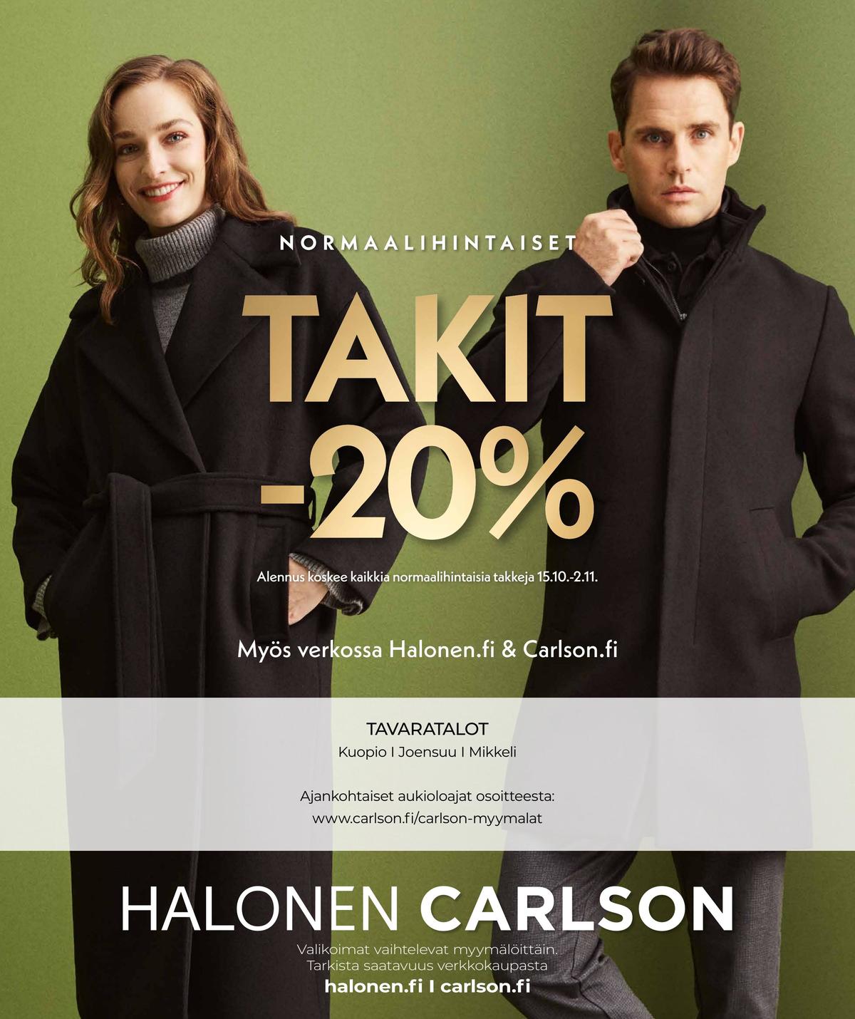 Katso ketjun Carlson tarjouslehti viikolta 43 sivustolla Viikkotarjoukset.fi. Löydät monia hyviä tarjouksia erilaisista tuotteista. Lue tarjouslehti täältä! Sivu 32