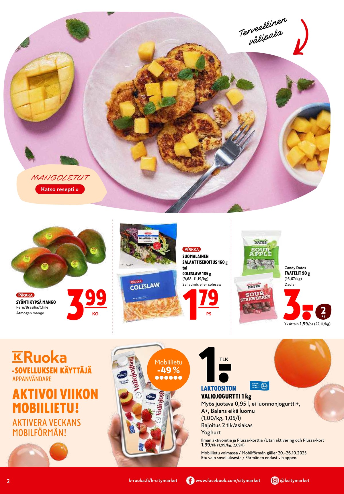 Katso ketjun K-Citymarket tarjouslehti viikolta 43 sivustolla Viikkotarjoukset.fi. Löydät monia hyviä tarjouksia erilaisista tuotteista. Lue tarjouslehti täältä! Sivu 2