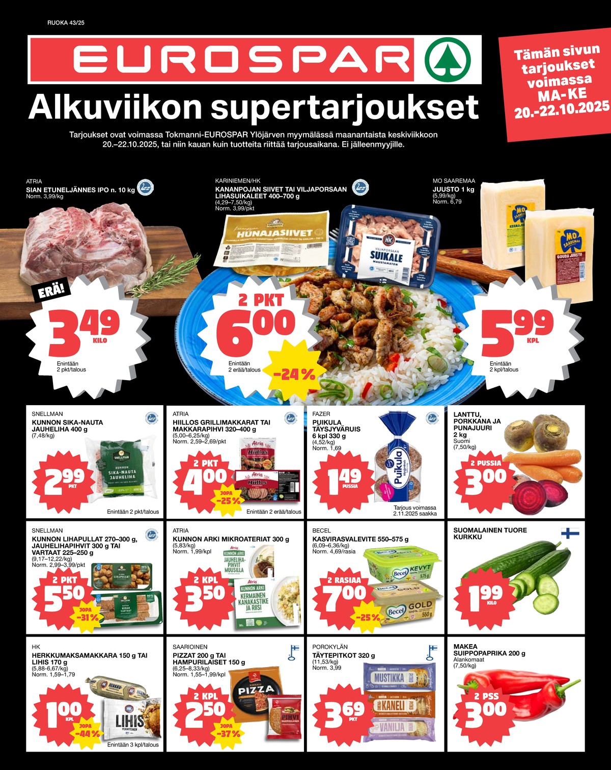 Katso ketjun Tokmanni tarjouslehti viikolta 43 sivustolla Viikkotarjoukset.fi. Löydät monia hyviä tarjouksia erilaisista tuotteista. Lue tarjouslehti täältä! Sivu 1
