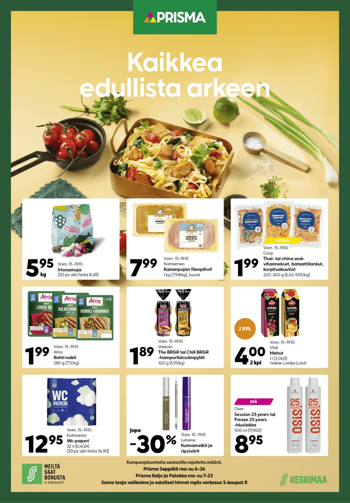 Katso ketjun Prisma region tarjouslehti viikolta 43 sivustolla Viikkotarjoukset.fi. Löydät monia hyviä tarjouksia erilaisista tuotteista. Lue tarjouslehti täältä! Sivu 1