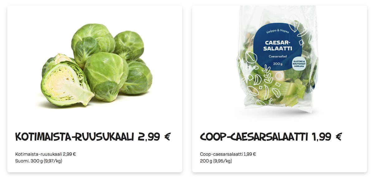 Katso ketjun Alepa tarjouslehti viikolta 43 sivustolla Viikkotarjoukset.fi. Löydät monia hyviä tarjouksia erilaisista tuotteista, esimerkiksi ruusukaalit kotimaista tai salaatit coop. Lue tarjouslehti täältä! Sivu 2