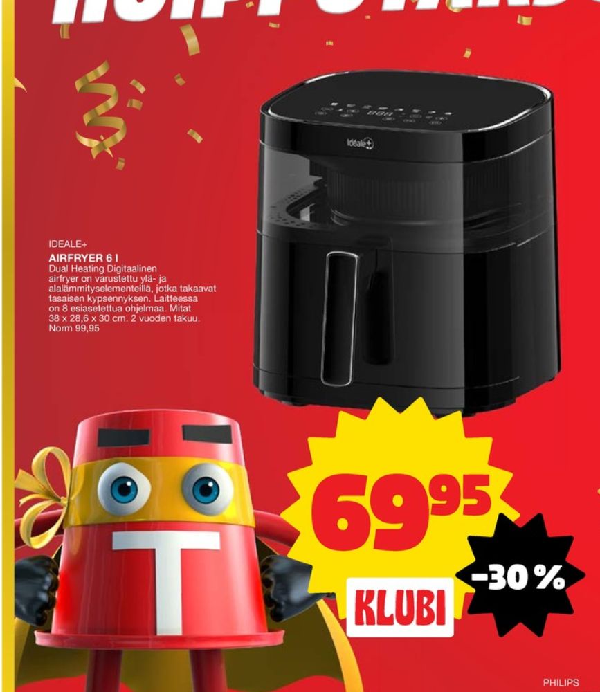 Tarjoukset ja hintavertailu haulla Ideale, , Airfryer 0.000 kpl 1 kappale €69.95