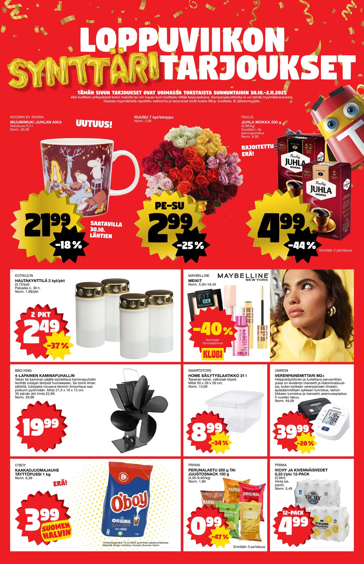 Katso ketjun Tokmanni tarjouslehti viikolta 44 sivustolla Viikkotarjoukset.fi. Löydät monia hyviä tarjouksia erilaisista tuotteista, esimerkiksi suodatinkahvit juhla mokka tai kukkakimput ei määritelty. Lue tarjouslehti täältä! Sivu 24