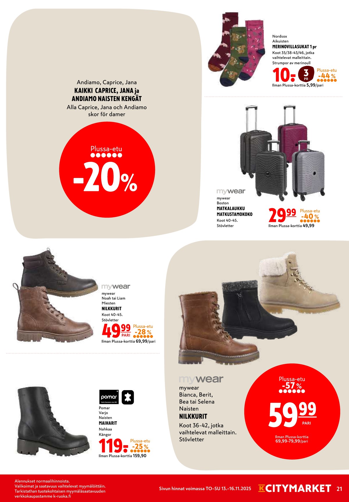 Katso ketjun K-Citymarket tarjouslehti viikolta 44 sivustolla Viikkotarjoukset.fi. Löydät monia hyviä tarjouksia erilaisista tuotteista. Lue tarjouslehti täältä! Sivu 21