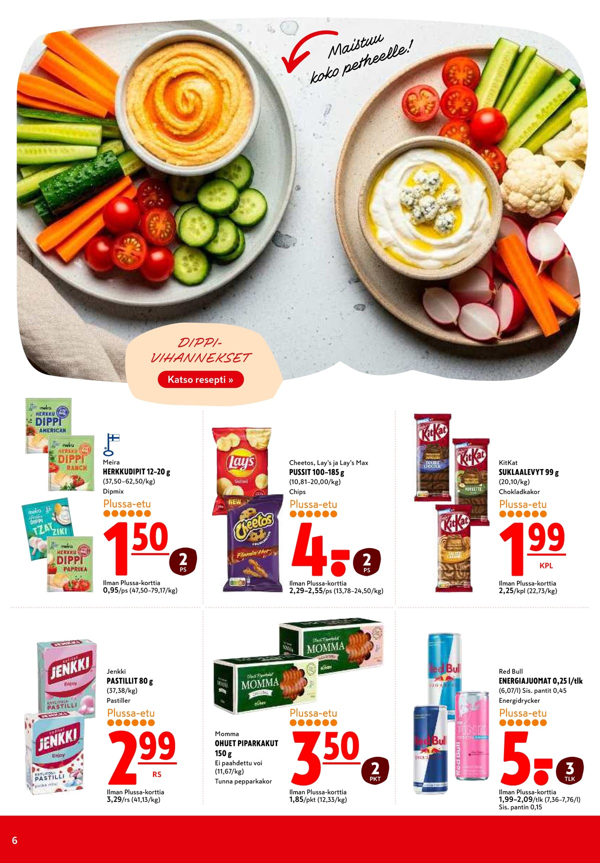 Katso ketjun K-Citymarket tarjouslehti viikolta 45 sivustolla Viikkotarjoukset.fi. Löydät monia hyviä tarjouksia erilaisista tuotteista, esimerkiksi pastillit jenkki tai suklaalevy double chocolate kitkat. Lue tarjouslehti täältä! Sivu 6