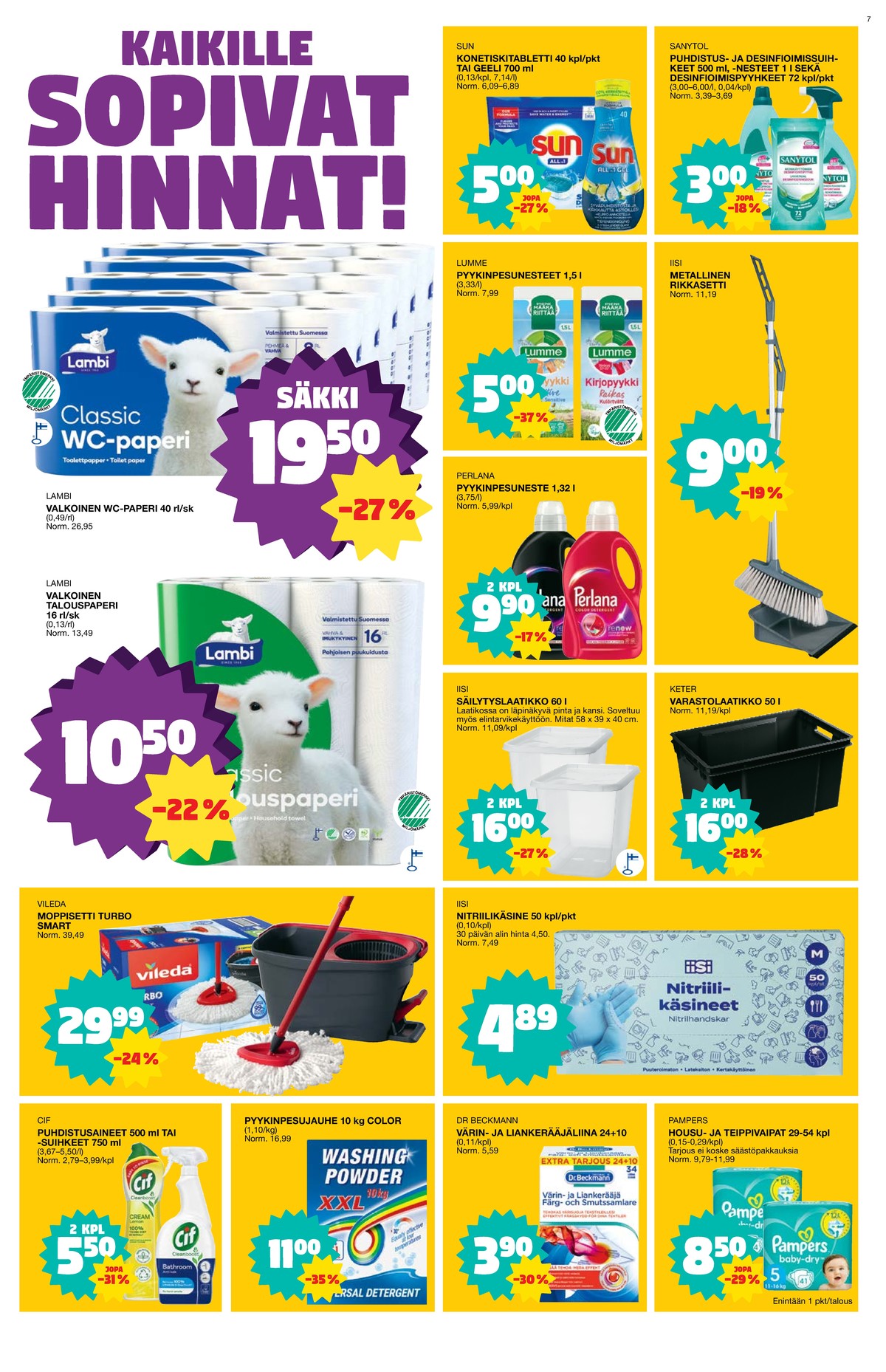 Katso ketjun Tokmanni tarjouslehti viikolta 45 sivustolla Viikkotarjoukset.fi. Löydät monia hyviä tarjouksia erilaisista tuotteista. Lue tarjouslehti täältä! Sivu 7