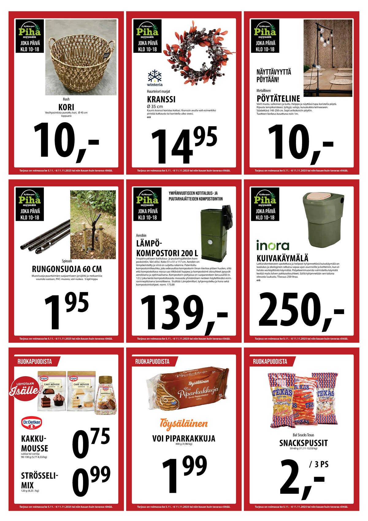 Katso ketjun Keskinen tarjouslehti viikolta 45 sivustolla Viikkotarjoukset.fi. Löydät monia hyviä tarjouksia erilaisista tuotteista. Lue tarjouslehti täältä! Sivu 25