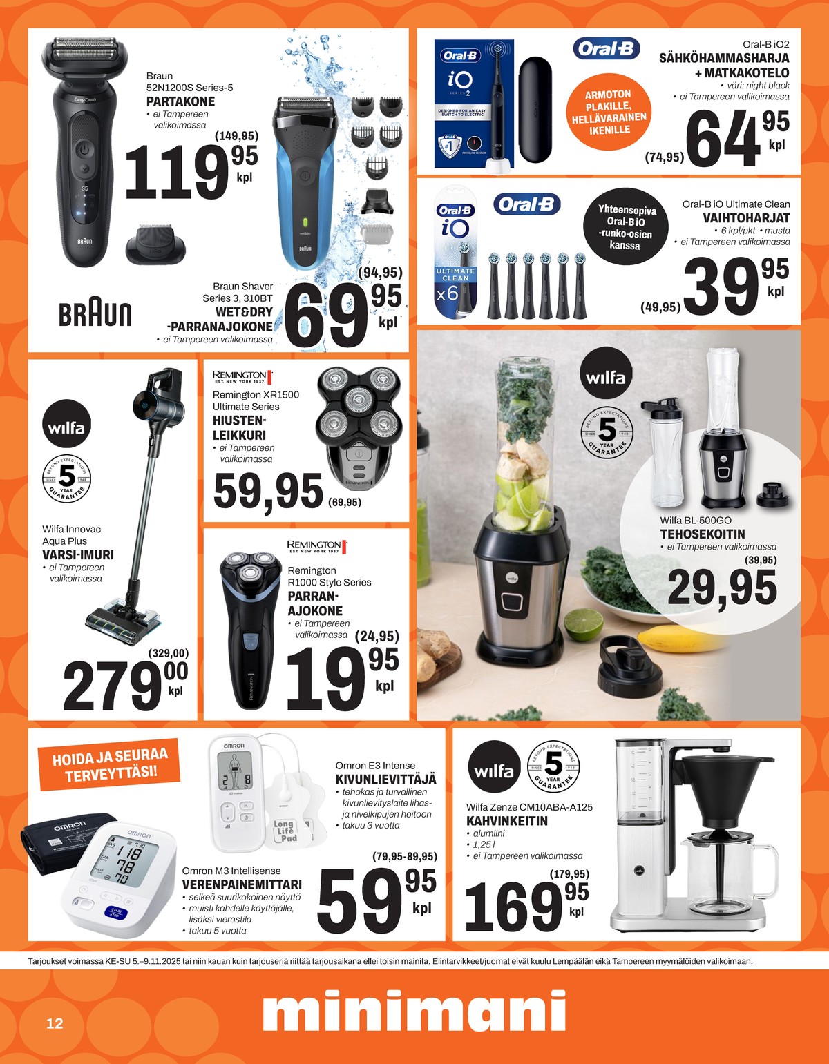 Katso ketjun Minimani tarjouslehti viikolta 45 sivustolla Viikkotarjoukset.fi. Löydät monia hyviä tarjouksia erilaisista tuotteista, esimerkiksi sähköhammasharjat braun oral-b tai vaihtoharjakset oral b. Lue tarjouslehti täältä! Sivu 12