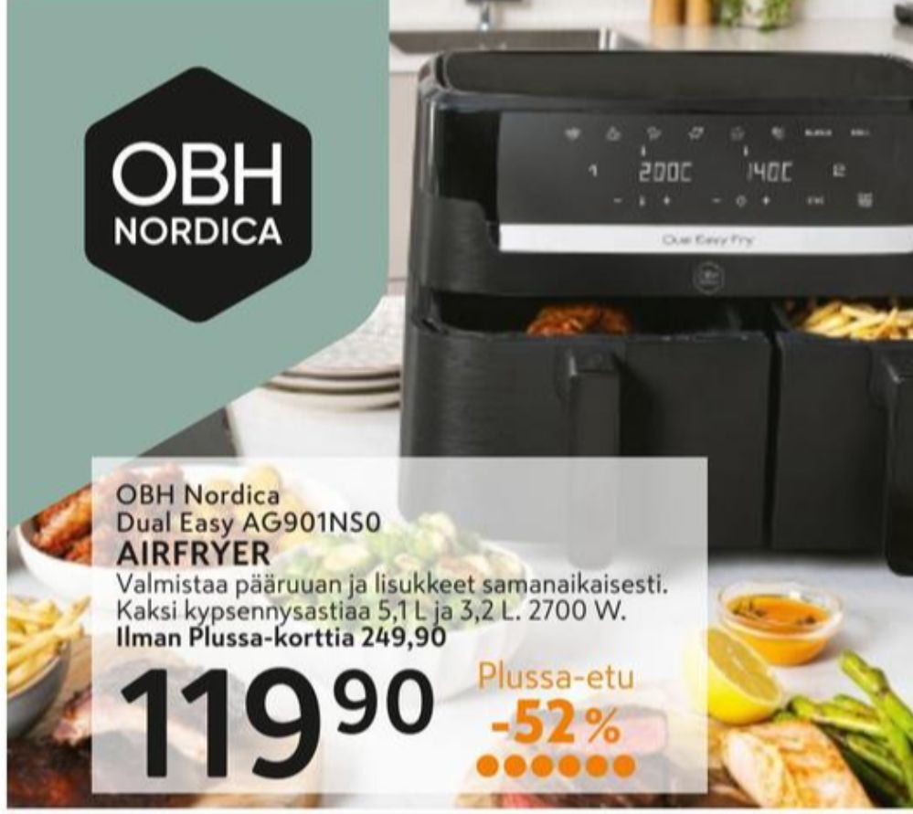 Tarjoukset ja hintavertailu haulla OBH Nordica, , Airfryer 0.000 kpl 1 kappale €119.90