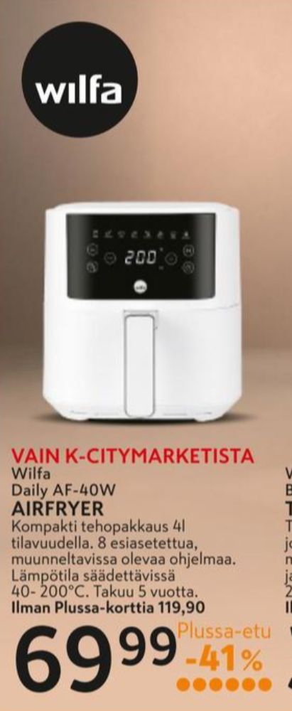 Tarjoukset ja hintavertailu haulla Wilfa, , Airfryer 0.000 kpl 1 kappale €69.99