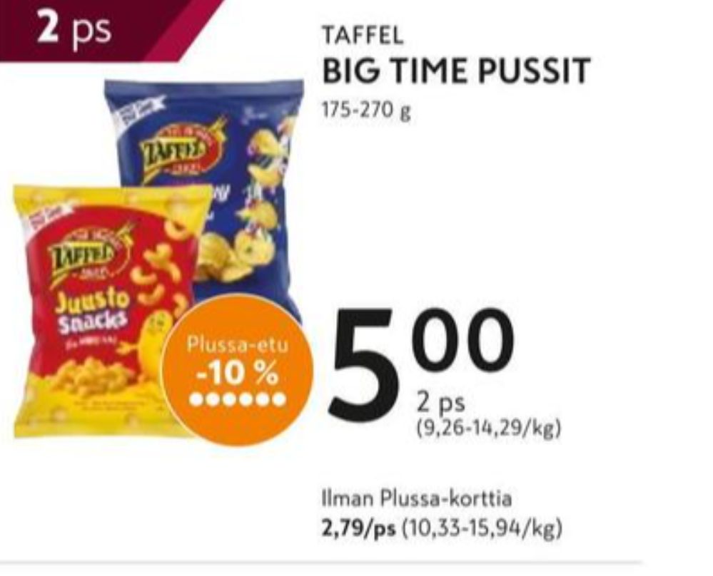 Tarjoukset ja hintavertailu haulla Taffel, , Broadway Sourcream & Onion perunalastut 0.250 kg 2 Pussi €5.00