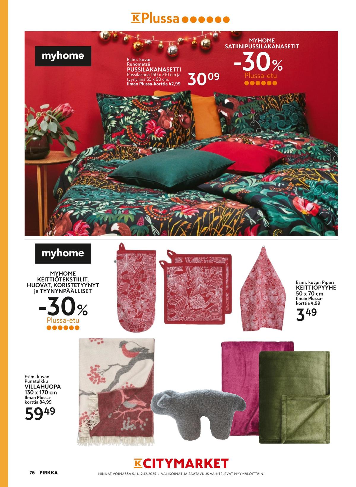 Katso ketjun K-Citymarket tarjouslehti viikolta 46 sivustolla Viikkotarjoukset.fi. Löydät monia hyviä tarjouksia erilaisista tuotteista, esimerkiksi %product1% tai muista tuotteista. Lue tarjouslehti täältä! Sivu 12