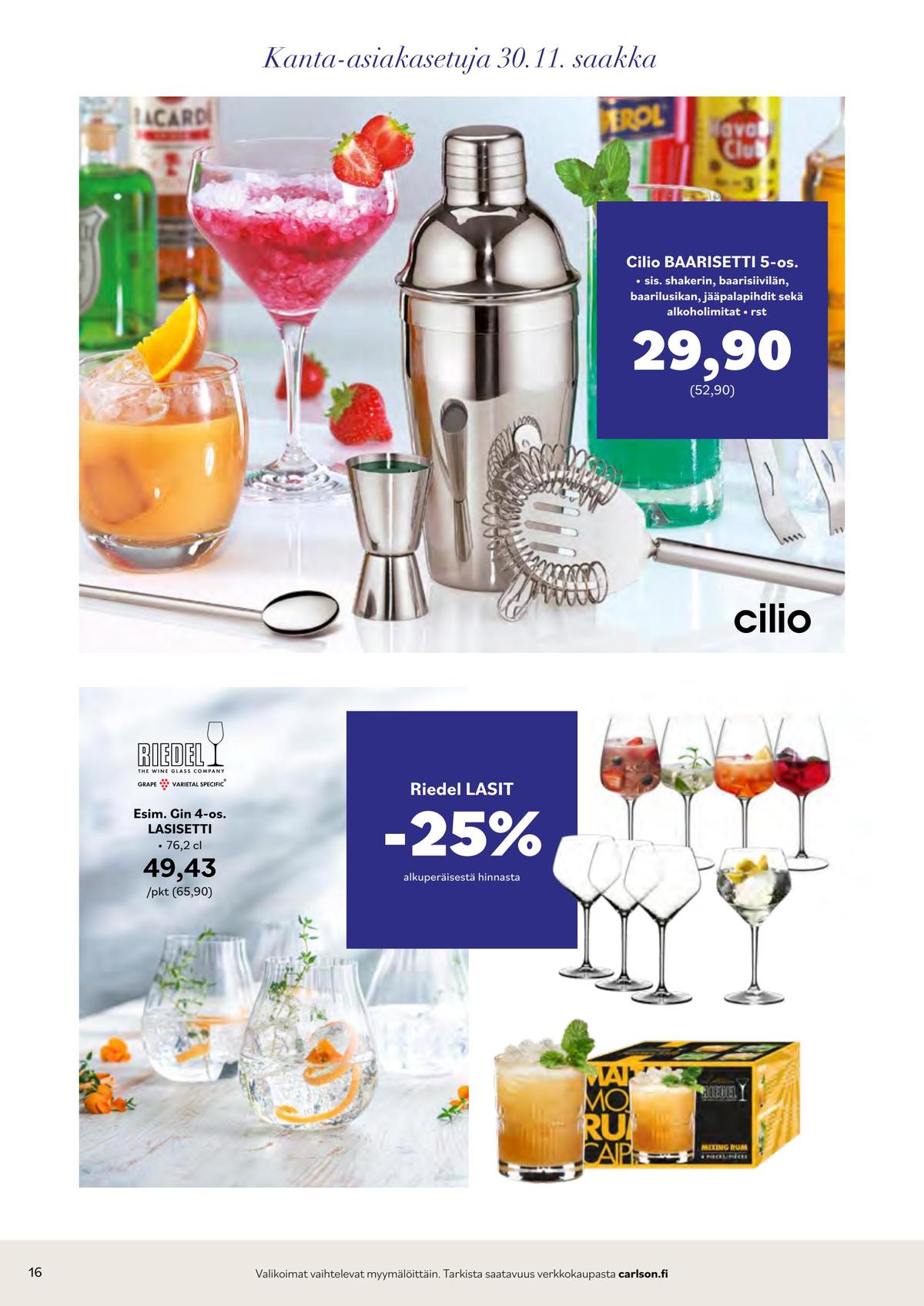 Katso ketjun Carlson tarjouslehti viikolta 46 sivustolla Viikkotarjoukset.fi. Löydät monia hyviä tarjouksia erilaisista tuotteista, esimerkiksi %product1% tai muista tuotteista. Lue tarjouslehti täältä! Sivu 16