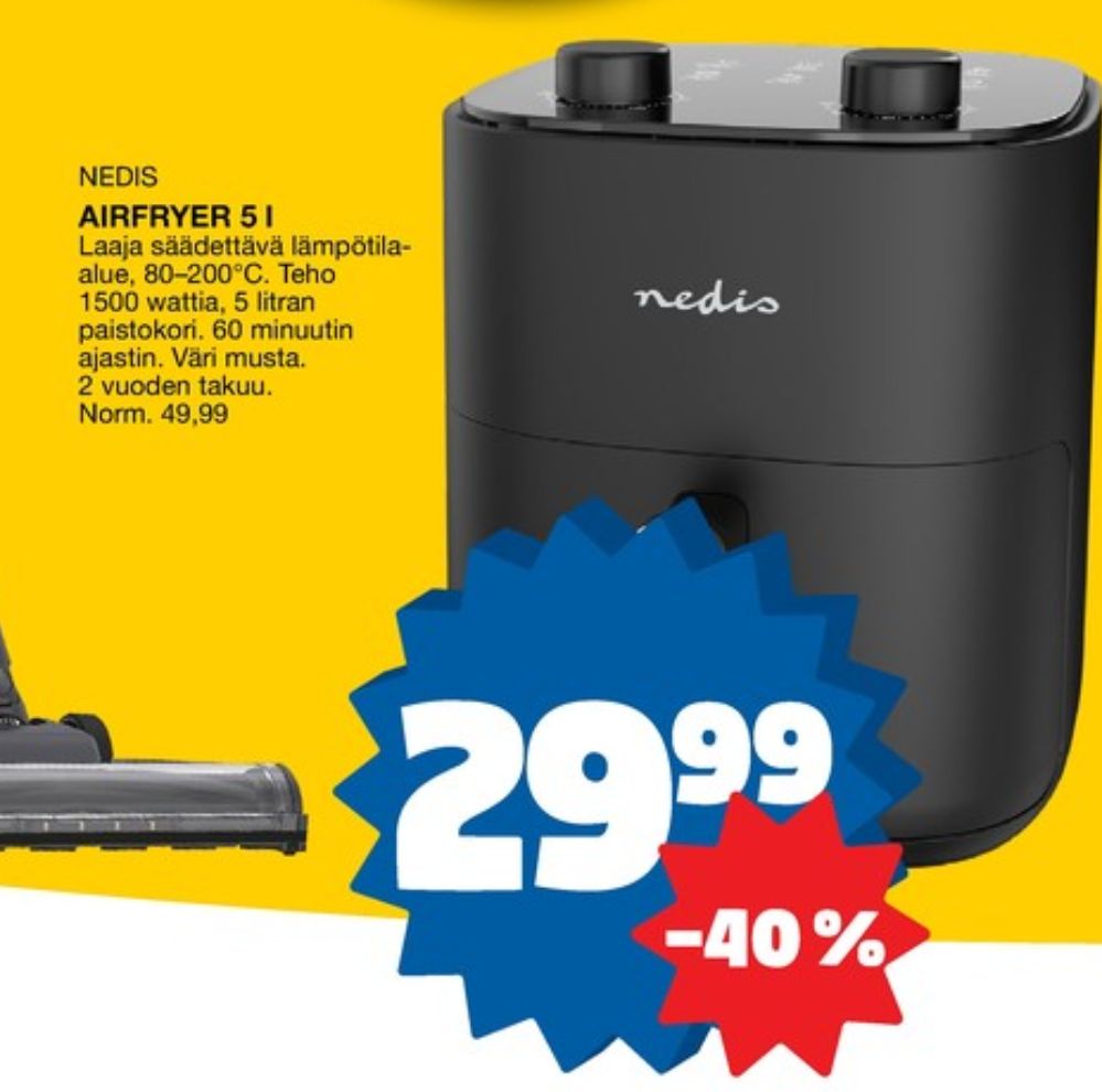 Tarjoukset ja hintavertailu haulla Nedis, , Airfryer 0.000 kpl 1 kappale €29.99