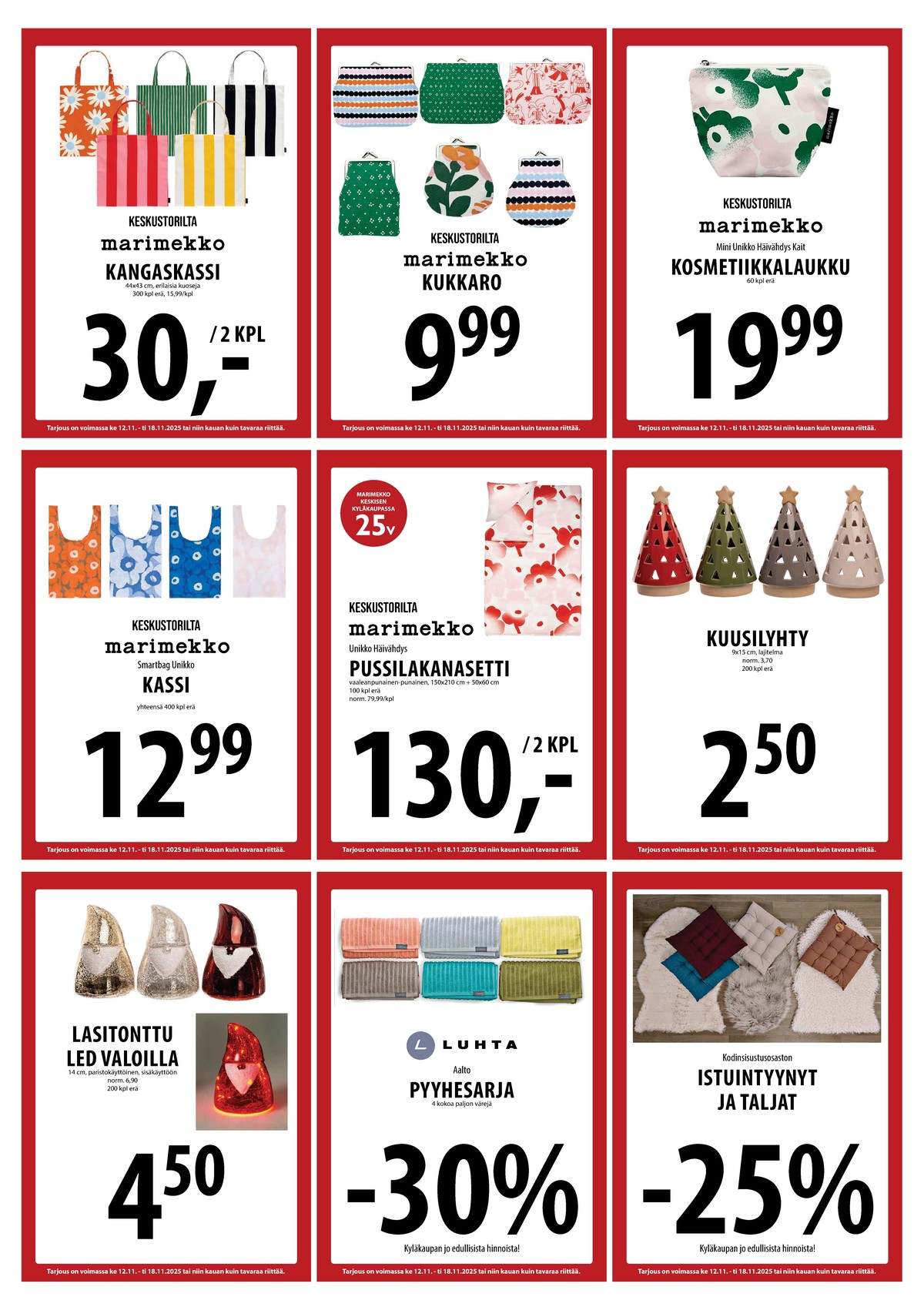Katso ketjun Keskinen tarjouslehti viikolta 46 sivustolla Viikkotarjoukset.fi. Löydät monia hyviä tarjouksia erilaisista tuotteista. Lue tarjouslehti täältä! Sivu 11