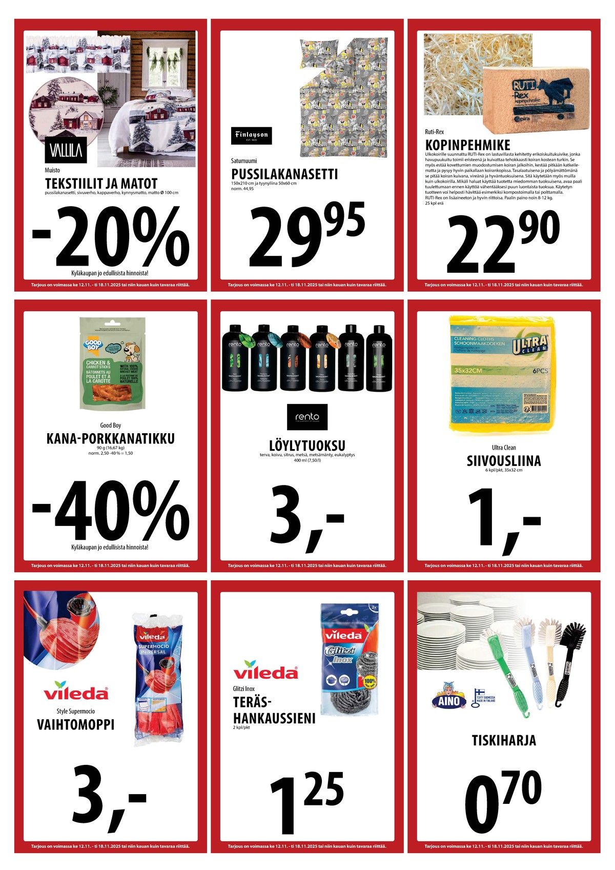 Katso ketjun Keskinen tarjouslehti viikolta 46 sivustolla Viikkotarjoukset.fi. Löydät monia hyviä tarjouksia erilaisista tuotteista. Lue tarjouslehti täältä! Sivu 17