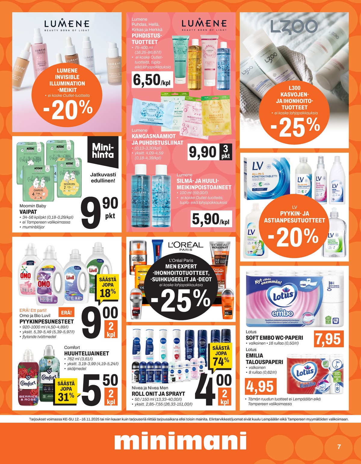 Katso ketjun Minimani tarjouslehti viikolta 46 sivustolla Viikkotarjoukset.fi. Löydät monia hyviä tarjouksia erilaisista tuotteista. Lue tarjouslehti täältä! Sivu 7