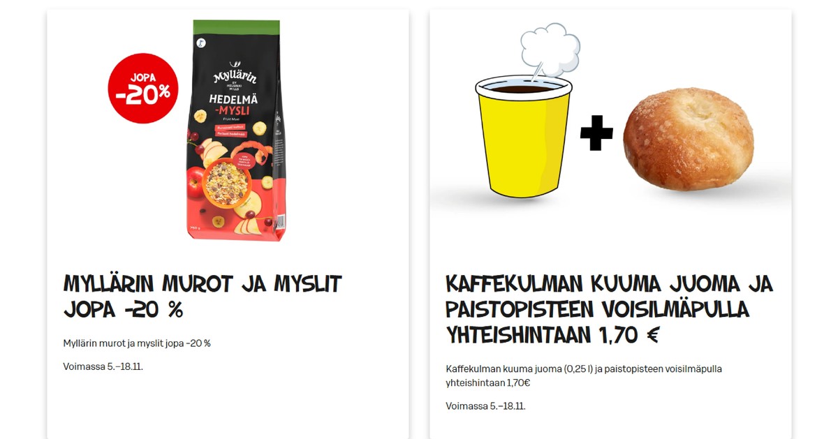 Katso ketjun Alepa tarjouslehti viikolta 46 sivustolla Viikkotarjoukset.fi. Löydät monia hyviä tarjouksia erilaisista tuotteista. Lue tarjouslehti täältä! Sivu 1